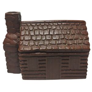 VIntage Red Mill Cabin Figurine Brown Pecan Shell Rustic Cabin Decor Handcrafted